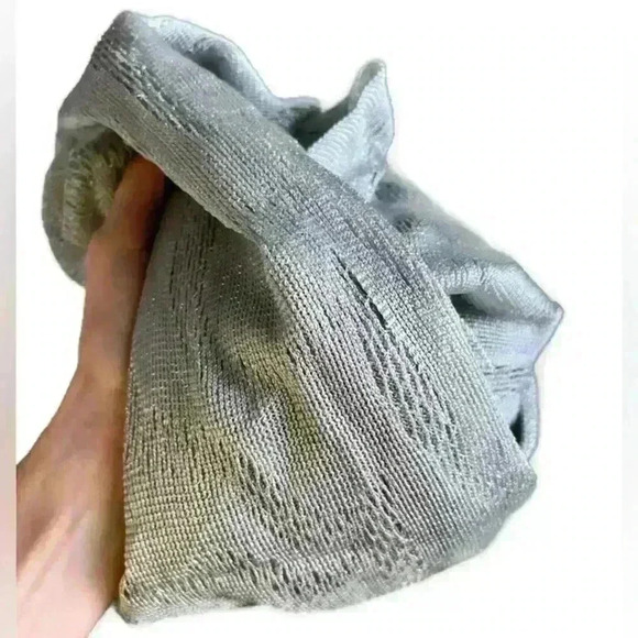 Vintage Manifattura Silver Gray Glittery Formal  Knit Scarf Italy Evening Wear - Picture 3 of 10